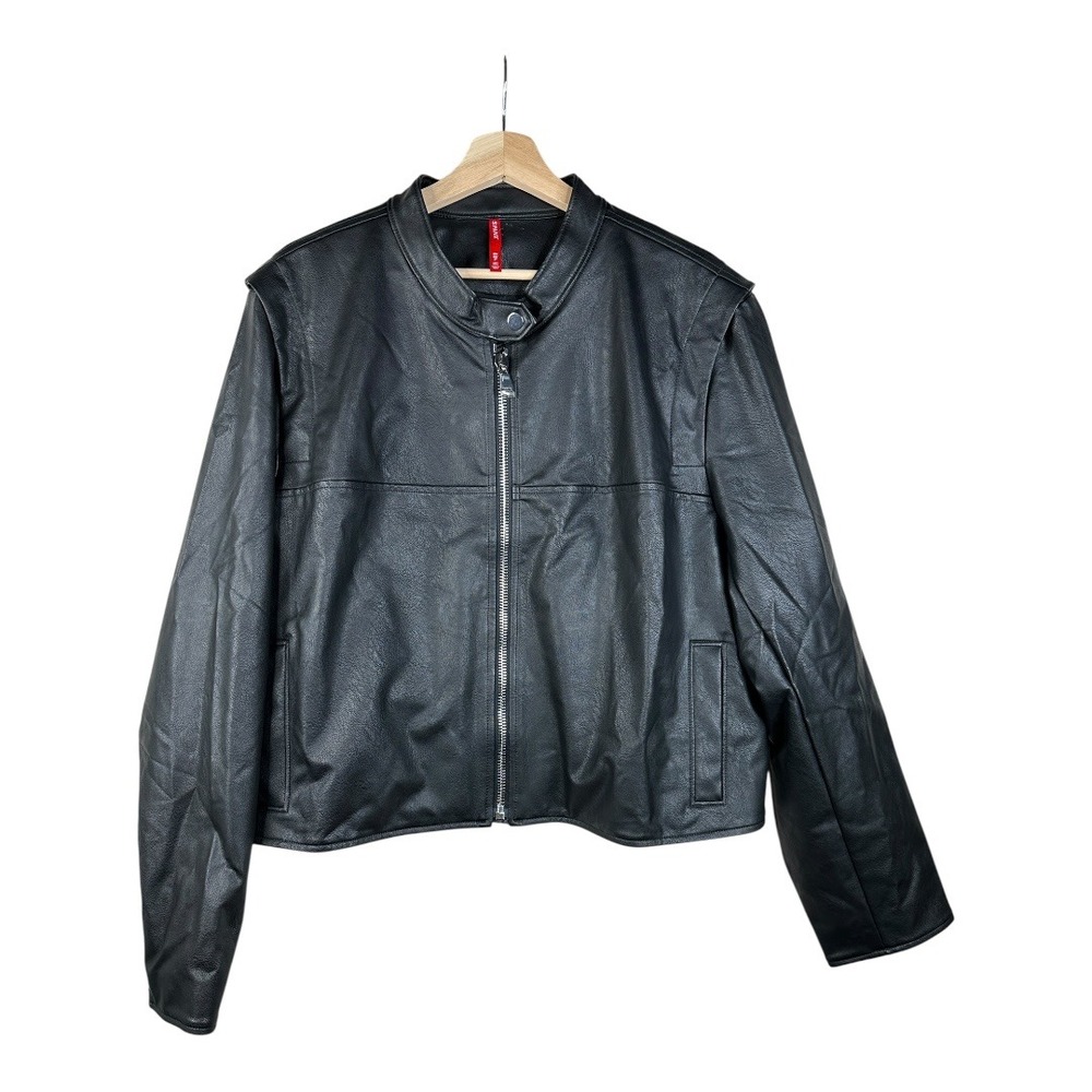 New Spanx Motto II Faux Leather Full Zip Jacket size 3X Luxe Black‎ 20390R